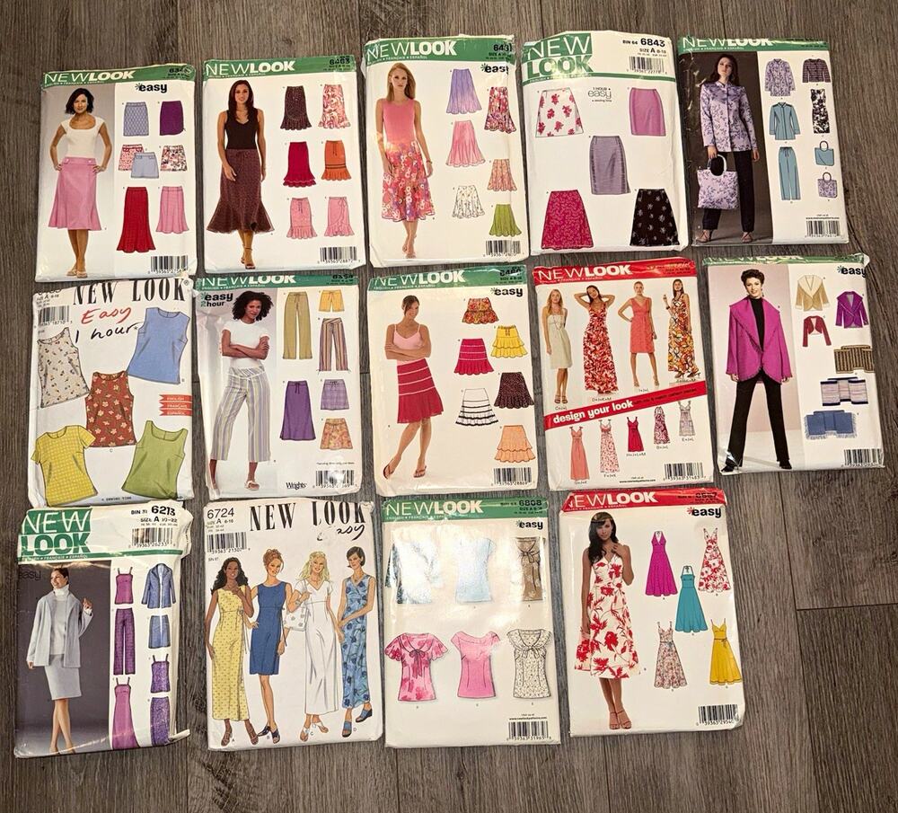 Lot of 14 New Look Easy Women’s Sewing Patterns Skirts Dresses Tops Pants Jacket